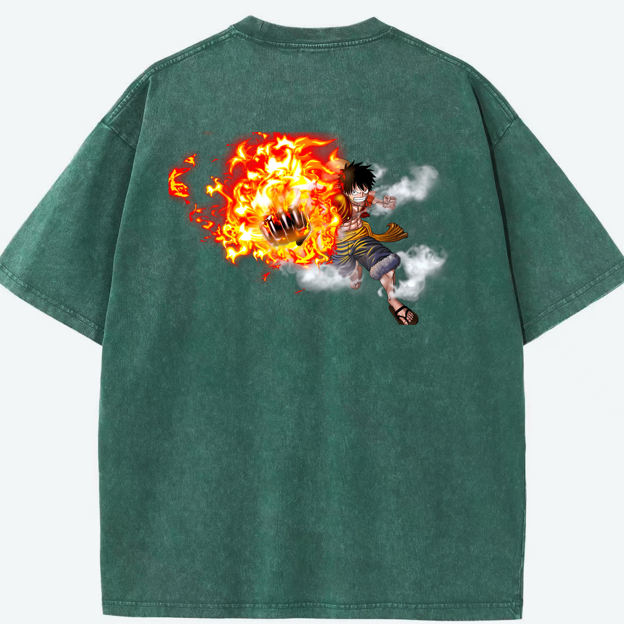 ワンピース モンキー・D・ルフィ ONE PIECE Monkey D. Luffy 綿100% ヴィンテージ風 半袖Tシャツ（背面プリント）